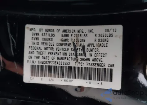 2014 Honda Accord Ex из США, поврежденный, VIN 1HGCR2F73EA023553